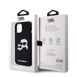 Karl Lagerfeld iPhone 15 Hülle Case Magsafe Karl Choupette Heads Schwarz
