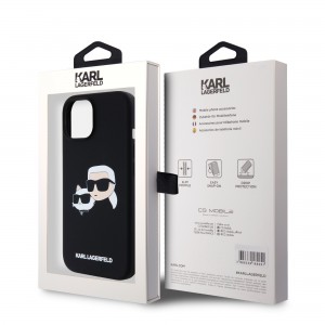 Karl Lagerfeld iPhone 15 Case Magsafe Karl Choupette Heads Black