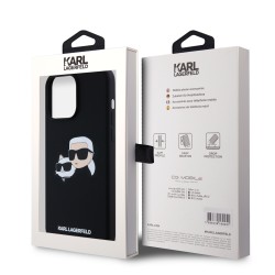 Karl Lagerfeld iPhone 15 Pro Max Hülle Case Magsafe Karl Choupette Heads Schwarz