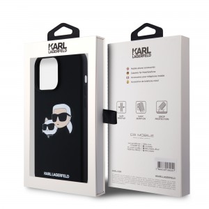 Karl Lagerfeld iPhone 15 Pro Max Case Magsafe Karl Choupette Heads Black