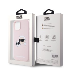 Karl Lagerfeld iPhone 15 Hülle Case Magsafe Karl Choupette Heads Rosa