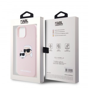 Karl Lagerfeld iPhone 15 Case Magsafe Karl Choupette Heads Pink