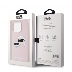 Karl Lagerfeld iPhone 15 Pro Case Magsafe Karl Choupette Heads Pink