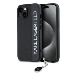 Karl Lagerfeld iPhone 14 Pro Max Case Rhinestones Charm Saffiano Black