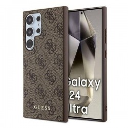 Guess Samsung S24 Ultra Case Cover 4G Metal Logo Brown