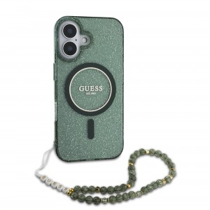 Guess iPhone 16 Pro Max Case MagSafe Glitter Strap Green