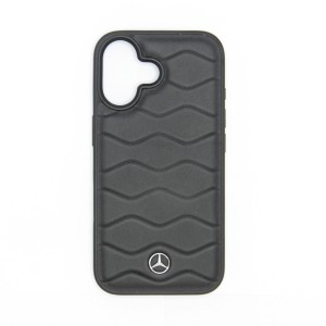 Mercedes iPhone 16 Hülle Case Cover Echtleder Waves Schwarz