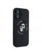 Karl Lagerfeld iPhone 16 Hülle Case MagSafe Karl Choupette Ring Schwarz
