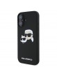 Karl Lagerfeld iPhone 16 Hülle Case MagSafe Silikon Karl Choupette Schwarz