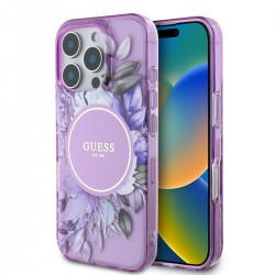 Guess iPhone 16 Pro Max Flowers MagSafe Case Purple