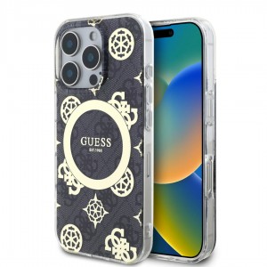 Guess iPhone 16 Pro Case MagSafe 4G Peony Black