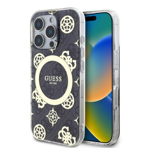 Guess iPhone 16 Pro Max Case MagSafe 4G Peony Black