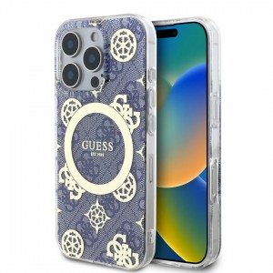Guess iPhone 16 Pro Case MagSafe Peony 4G Blue