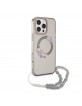 Guess iPhone 16 Pro Case MagSafe Flowers Pearl Strap Black