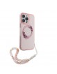 Guess iPhone 16 Pro Case MagSafe Flowers Pearl Strap Pink