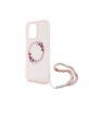 Guess iPhone 16 Pro Case MagSafe Flowers Pearl Strap Pink