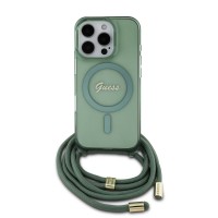 Guess iPhone 16 Pro Max Hülle Case Crossbody Cord MagSafe Grün