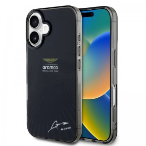 Aston Martin iPhone 16 Hülle Case Alonso Signature Schwarz