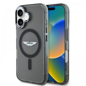 Aston Martin iPhone 16 Hülle Case MagSafe Frosted Schwarz