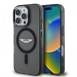 Aston Martin iPhone 16 Pro Hülle Case MagSafe Frosted Schwarz
