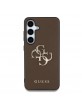 Guess Samsung S25 Hülle Case Grained Big 4G Metalllogo Braun
