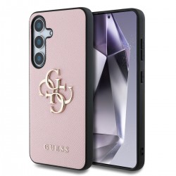 Guess Samsung S25 Plus Hülle Case Grained Big 4G Metalllogo Rosa