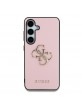 Guess Samsung S25 Plus Hülle Case Grained Big 4G Metalllogo Rosa
