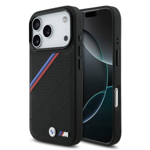 BMW iPhone 17 Pro Hülle Case M Perforated MagSafe Tricolor Schwarz