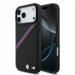 BMW iPhone 17 Pro Max Hülle Case M Perforated MagSafe Tricolor Schwarz