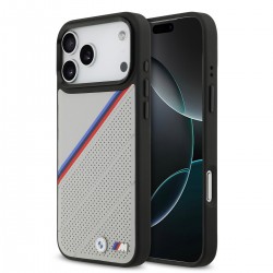 BMW iPhone 17 Pro Max Hülle Case M Perforated MagSafe Tricolor Grau