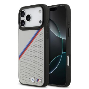 BMW iPhone 17 Pro Max Hülle Case M Perforated MagSafe Tricolor Grau