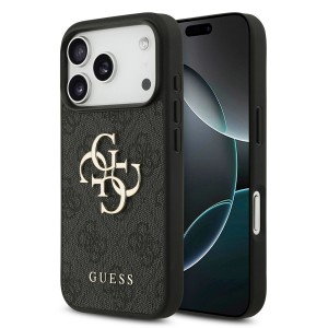 Guess iPhone 17 Pro Hülle Case Metal Big Logo 4G Schwarz