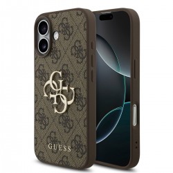Guess iPhone 17 Hülle Case Metal Big Logo 4G Braun