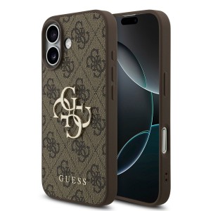 Guess iPhone 17 Hülle Case Metal Big Logo 4G Braun