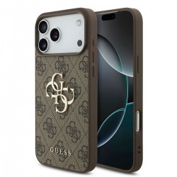 Guess iPhone 17 Pro Max Hülle Case Metal Big Logo 4G Braun