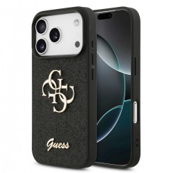 Guess iPhone 17 Pro Hülle Case Glitter Fixed Glitter Big 4G Schwarz