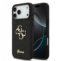 Guess iPhone 17 Pro Max Hülle Case Glitter Fixed Glitter Big 4G Schwarz