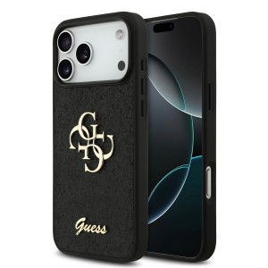 Guess iPhone 17 Pro Max Hülle Case Glitter Fixed Glitter Big 4G Schwarz