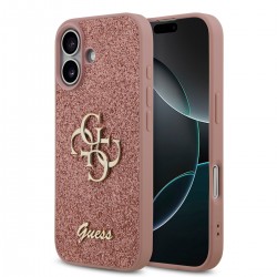 Guess iPhone 17 Hülle Case Fixed Glitter Big 4G Logo Rosa