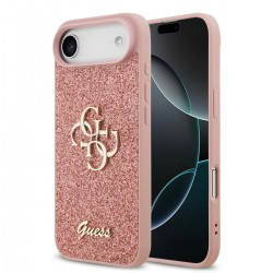 Guess iPhone 17 Air Case Fixed Glitter Big 4G Logo Pink