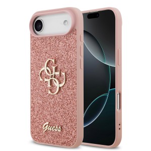Guess iPhone 17 Air Hülle Case Fixed Glitter Big 4G Logo Rosa