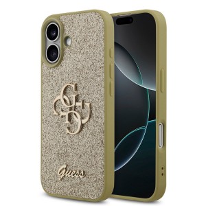 Guess iPhone 17 Hülle Case Fixed Glitter Big 4G Logo Gold