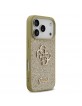 Guess iPhone 17 Pro Hülle Case Fixed Glitter Big 4G Logo Gold