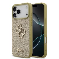 Guess iPhone 17 / 18 Pro Max Hülle Case Fixed Glitter Big 4G Logo Gold