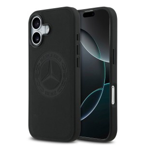 Mercedes iPhone 17 Hülle Case Echtleder Vintage Logo MagSafe Schwarz