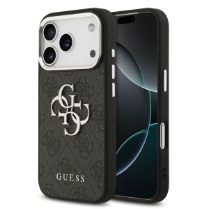 Guess iPhone 17 Pro Hülle Case 4G Metal Logo Frame Edge Schwarz