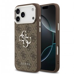 Guess iPhone 17 Pro Max Hülle Case 4G Metal Logo Frame Edge Braun