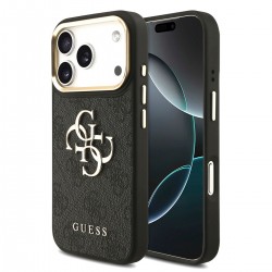 Guess iPhone 17 Pro Hülle Case 4G Metal Logo Edge Frame Schwarz