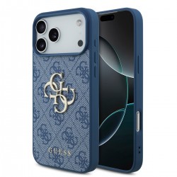Guess iPhone 17 Pro Max Hülle Case Metal Big Logo 4G Blau
