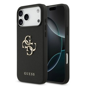 Guess iPhone 17 Pro Max Hülle Case Grained Big 4G Logo Schwarz
